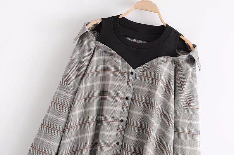 Loose Plaid Shirt Boyfriend Oversize Blouses Lapel Long Sleeve Summer Spring Fake 2pcs Shirts Casual Top Vintage, Gray
Loose Plaid Shirt Boyfriend Oversize Blouses Lapel Long Sleeve Summer Spring Fake 2pcs Shirts Casual Top Vintage, Gray