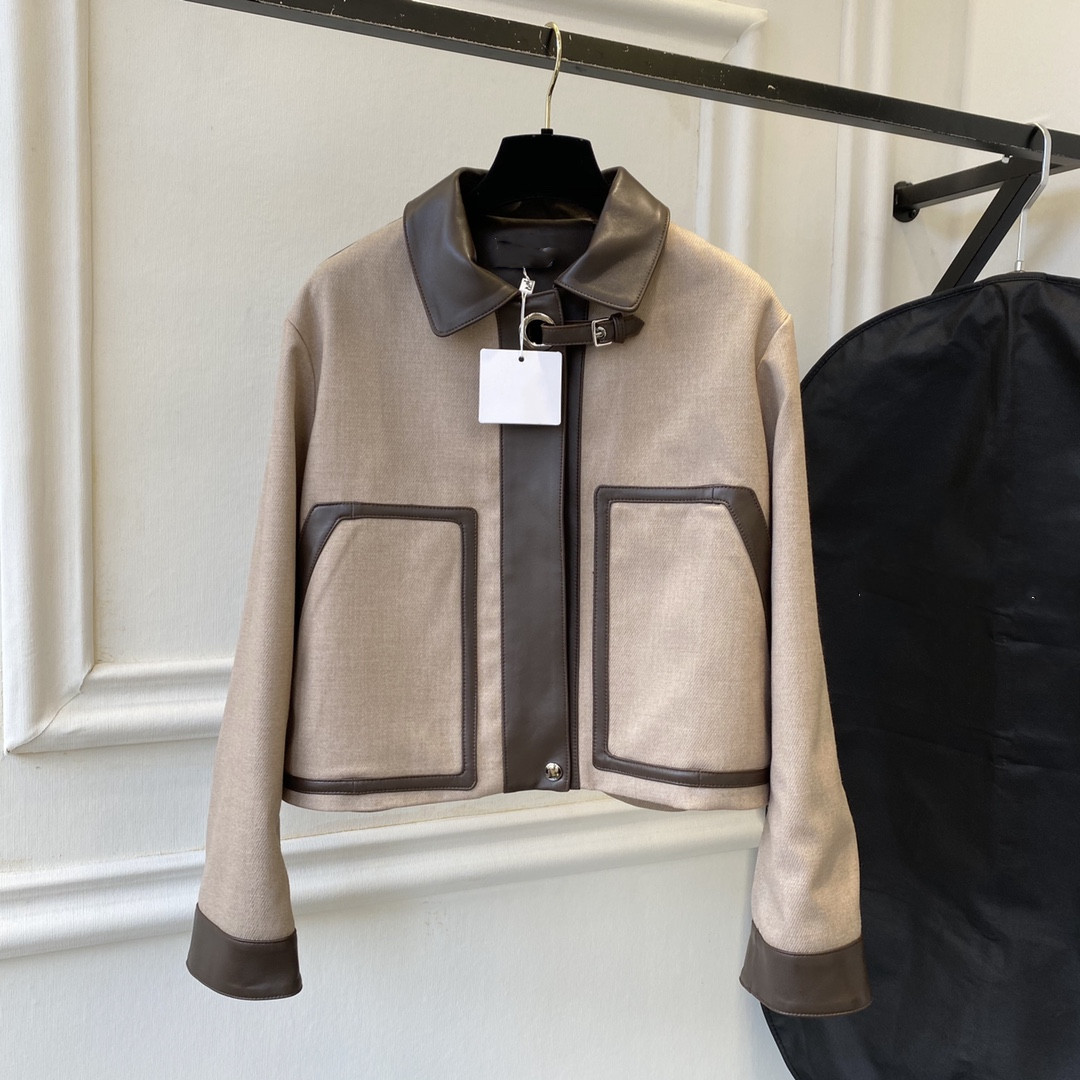 European fashion brand color contrast leather jacket short long sleeve stitched wool jacket, Yellow
European fashion brand color contrast leather jacket short long sleeve stitched wool jacket, Yellow