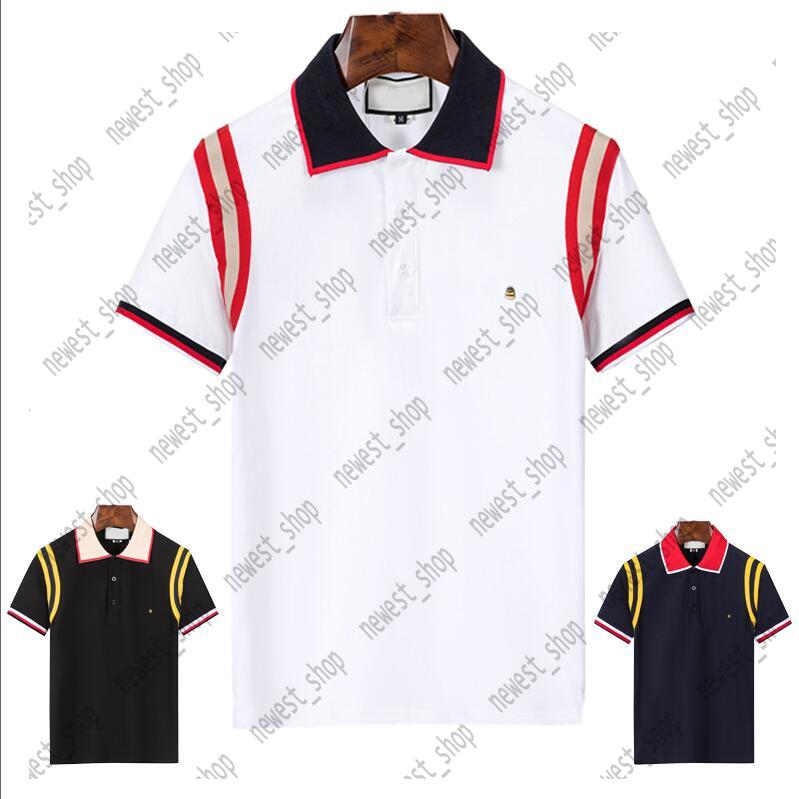 

22ss Europe Italy Embroidery bee Polo T shirt High Street Short Sleeve Splicing Lapel polos shirts Couple Women Mens Fashion Designers luxury tShirts, As picture