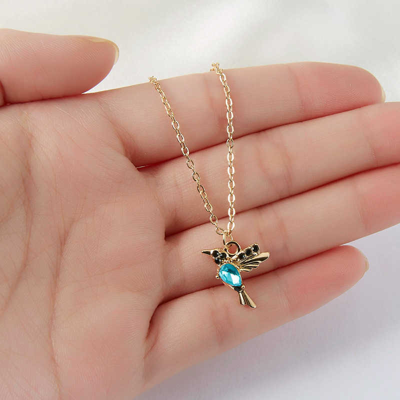 Cute New Necklace Hummingbird Birds Women Pendant Gold Color Clavicle Chain Fashion Choker Girls Party Jewelry