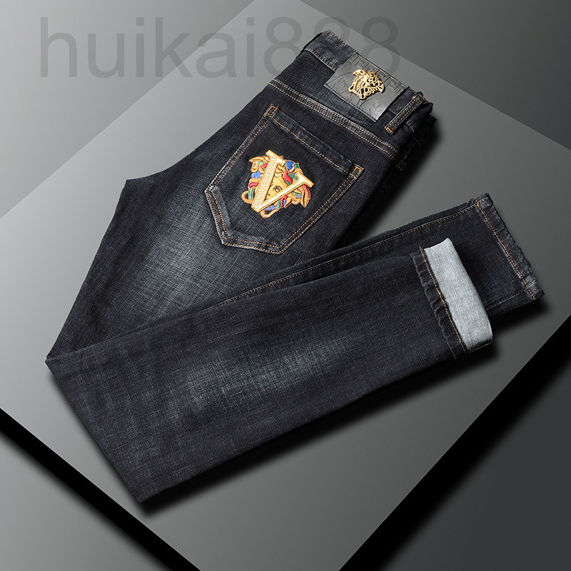 Men's Jeans Dark blue designer jeans for men fashion brand slim fit feet new embroidered Ripped Casual pants in autumn and winter, Multi
Men's Jeans Dark blue designer jeans for men fashion brand slim fit feet new embroidered Ripped Casual pants in autumn and winter, Multi