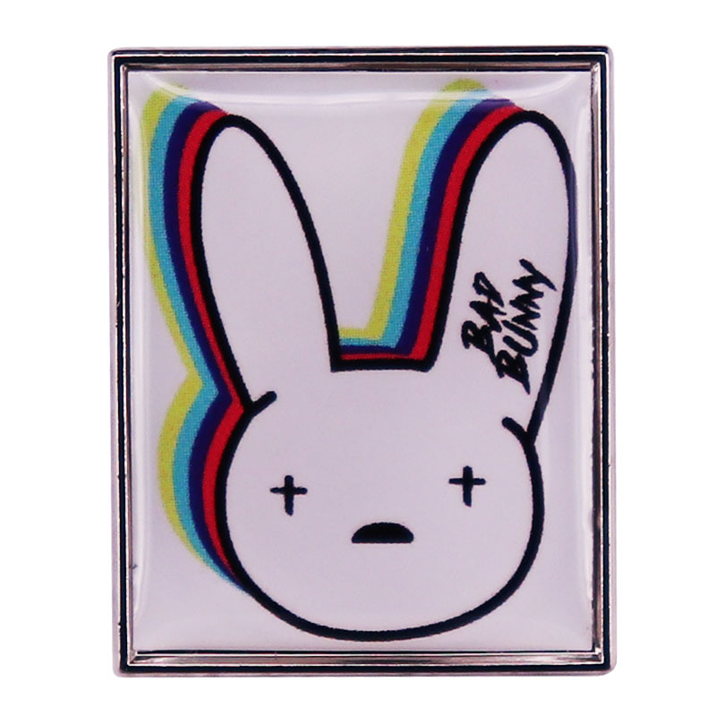 Bad Bunny Enamel Pin Fashion Art Accessories brooch badges, As picture