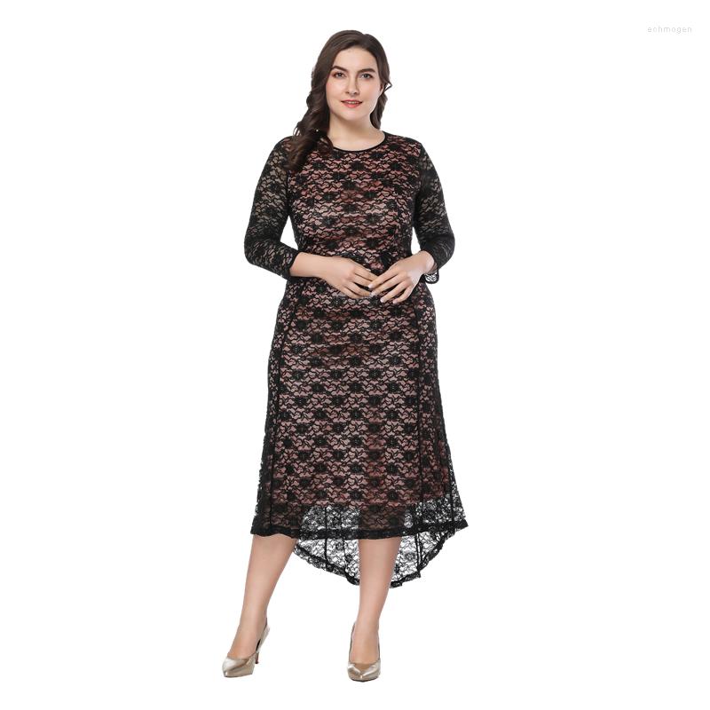 Plus Size Dresses Spring Autumn Evening Women High-Low Lace Dress High Waist O-Neck Three-Quarter Sleeve Mujer Vestido Echm22, Black
Plus Size Dresses Spring Autumn Evening Women High-Low Lace Dress High Waist O-Neck Three-Quarter Sleeve Mujer Vestido Echm22, Black