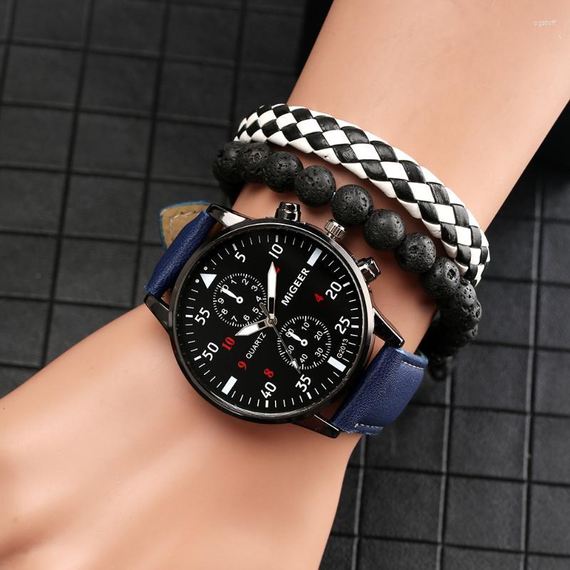 Wristwatches Unique Blue Wristwatch Bracelet Set Chic Quartz Digital Dial Leather Watches Men's Elastic Braided Bracelets Exquisite Gift, Watch set b
Wristwatches Unique Blue Wristwatch Bracelet Set Chic Quartz Digital Dial Leather Watches Men's Elastic Braided Bracelets Exquisite Gift, Watch set b
