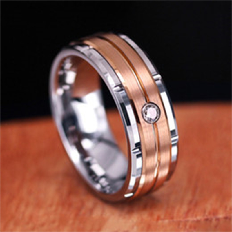 8MM Men's Fashion Rose Gold Titanium Steel Ring Crystal Inlaid Wedding Band Engagement Jewelry Gift For Him
8MM Men's Fashion Rose Gold Titanium Steel Ring Crystal Inlaid Wedding Band Engagement Jewelry Gift For Him