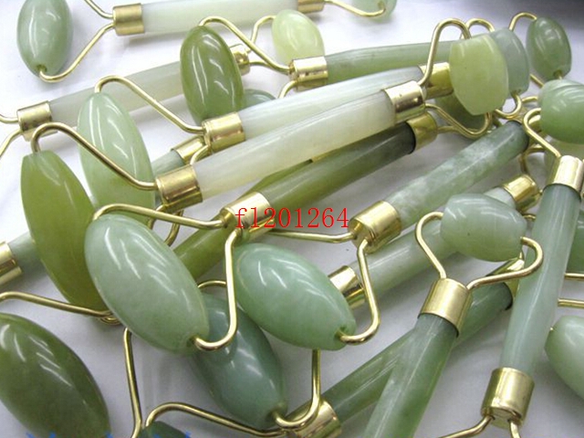 1pcs/lot Free Shipping Natural jade roller Massage double roller face Body roller stone roller Massager