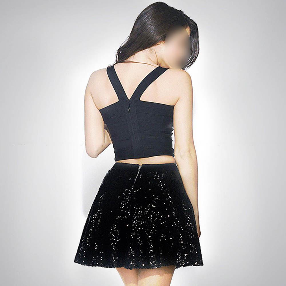 FreeShipping Sexy Womens V-neck Bandage Cropped Tops Club Cami Tank Tops Back Zipper Vest