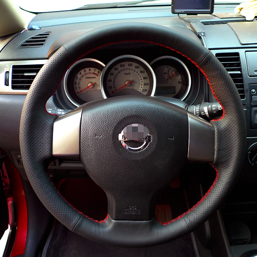 Steering wheel cover Case for NISSAN TIIDA old model Nissan NOTE Genuine leather DIY Car styling Leather steering wheel cover