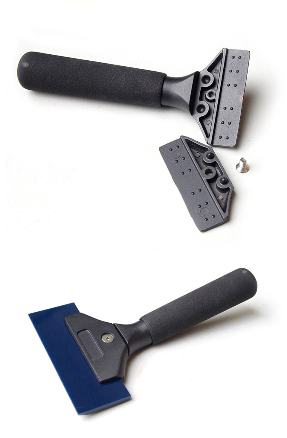 Streak-Free Window Squeegee with Blue Max Rubber Blade - Heavy-Duty Aluminum Handle Scraper for Glass Cleaning, Auto Detailing & Tile Work QH-02B