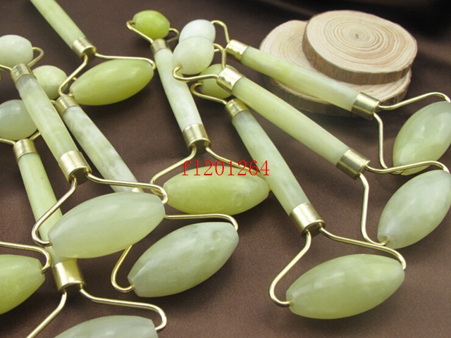1pcs/lot Free Shipping Natural jade roller Massage double roller face Body roller stone roller Massager