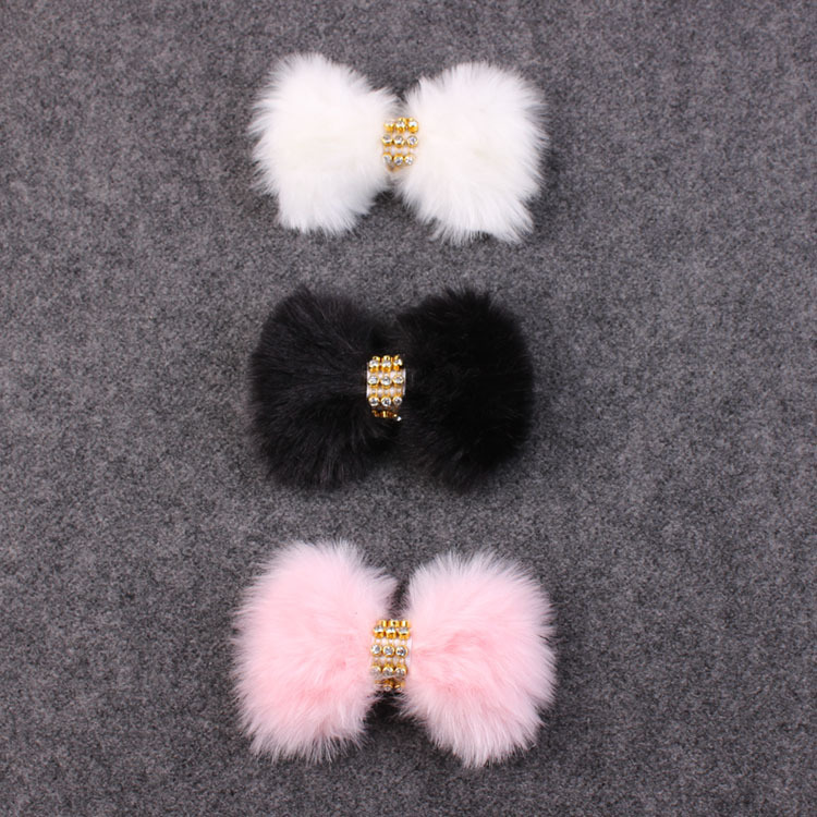 50pcs New Baby Rabbit Fur bow Headband for Infant Girl Hair Accessories Elegant FUR bows clip hair band Newborn Photography Prop YM6105