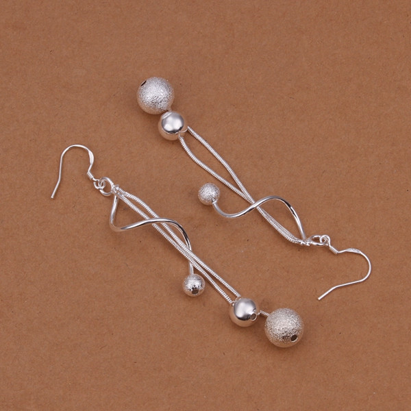 Brand new sterling silver plateTwo-wire light sand soo earri DFMSE276,women's 925 silver Dangle Chandelier earrings 10 pairs a lot factory