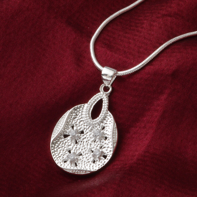 Free shipping fashion high quality 925 silver wave With diamond jewelry 925 silver necklace Valentine's Day holiday gifts hot 1643