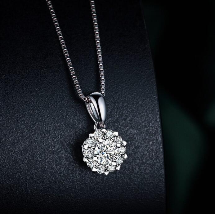 Luxury Jewelry 925 Sterling Silver Pave Stunning Round Cut White Sapphire CZ Diamond Gemstones Women Necklace Pendant No Chain