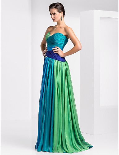 Real Image Colorful Chiffon Prom Dress Crystal Beaded Cross Ruffles Sweetheart A Line Floor Length Long Prom Dresses Under $50 Lace Up Back