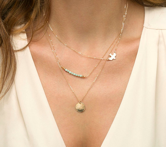 30PCS Gold Silver Tiny Soar Flying Bird Necklace Peace Dove Necklace Little Swallow Baby Bird Necklaces Abstract Necklaces
