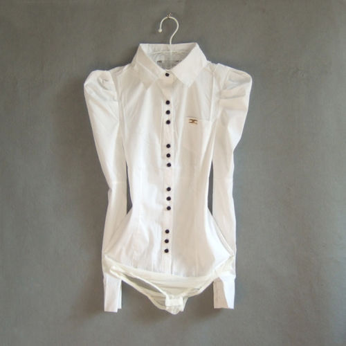 Fashion NiceNew Women's Elegant Long sleeve Cotton OL Bodysuit Shirt Blouse Button