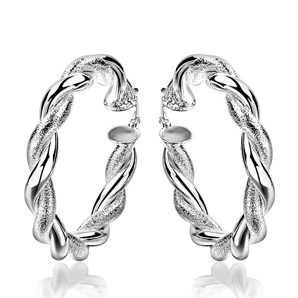 Brand new sterling silver plate Rough twine ring earrings DFMSE591,women's 925 silver Dangle Chandelier earrings 10 pairs a lot factory