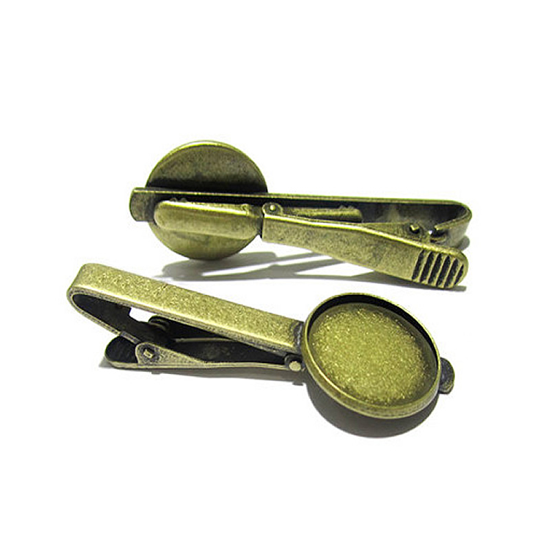 Beadsnice tie clip blank with 18mm round cabochon setting brass fashion jewelry tie clip parts for your jewellery making ID 23045