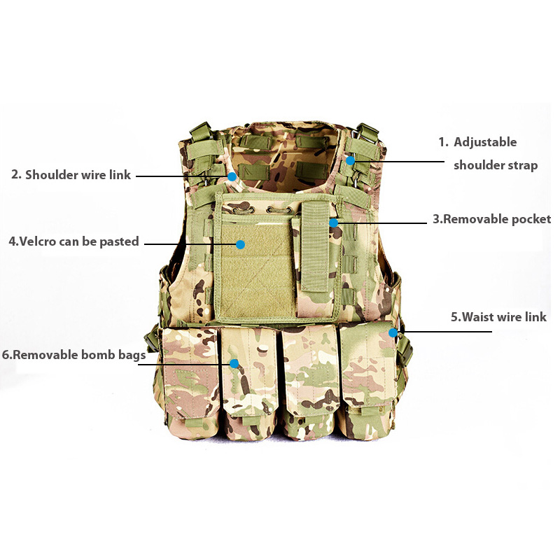 Fall-Outdoor Army Tactical Professional Vest with Molle System One Size Camouflage for  Hunting Wargame Combat 