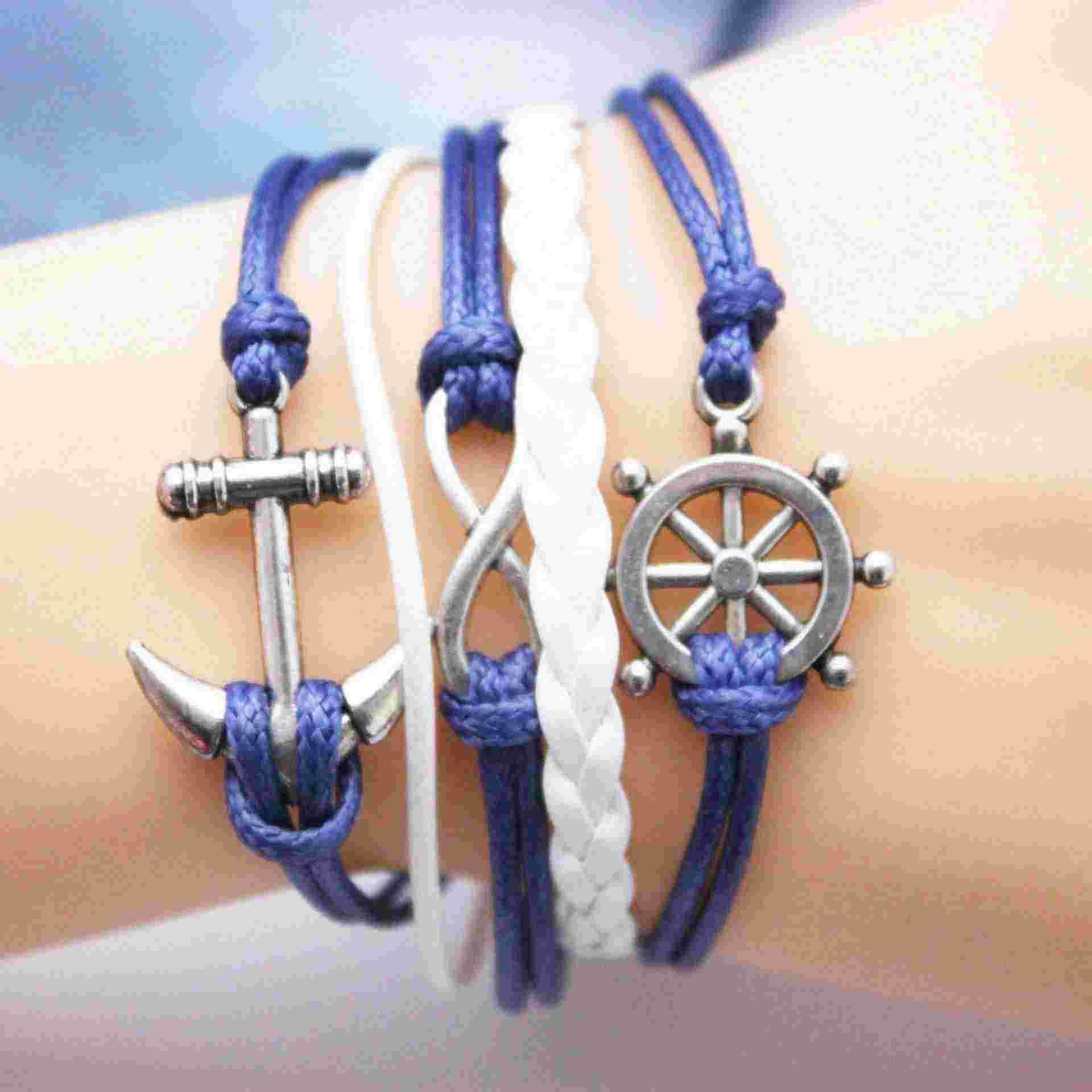 fashion bracelet Heart bright multi- bracelets ashion Jewelry Leather Cord Love Friendship Infinity Charm Bracelet Silver lots Mixed style