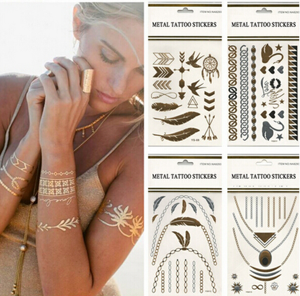 500 Style Body art Painting Tattoo stickers glitter Metal Gold Silver Temporary flash tattoo Disposable indians tattoos tatoo sticker
500 Style Body art Painting Tattoo stickers glitter Metal Gold Silver Temporary flash tattoo Disposable indians tattoos tatoo sticker
