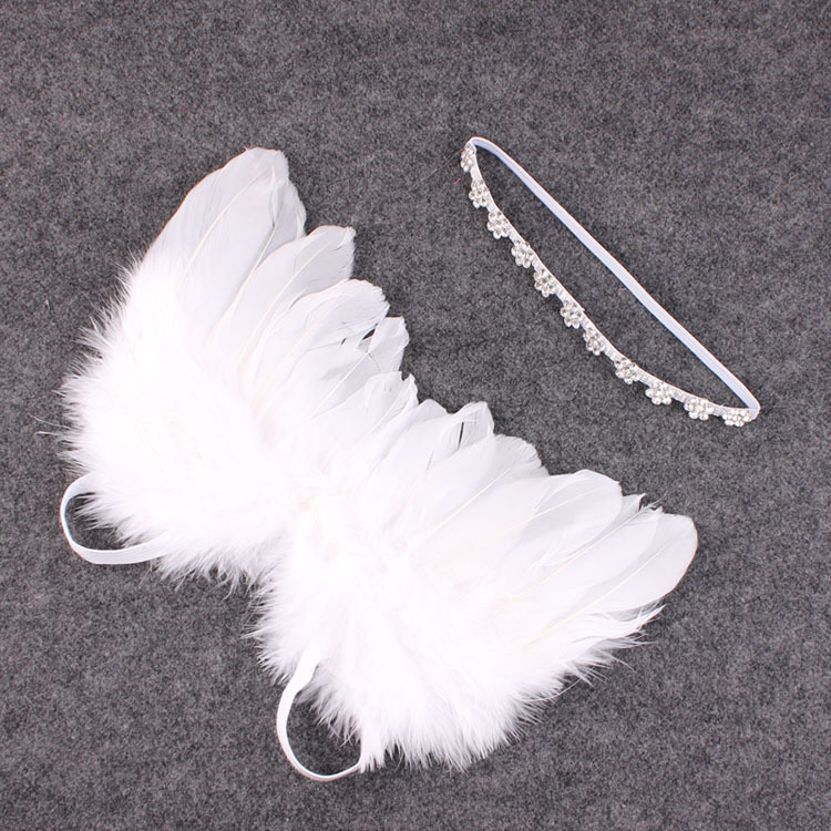 5SET Couture Fairy Baby Angel Baby white Wing and Baby Rhinestone Headband Set Beautiful Newborn Christening hair band Photo Prop YM6126