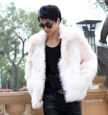 Fall-Mens Faux Fur Coat Cute Brand Elegant Men Waterproof Faux Fur Coat Turn-down Collar Casual Outerwear Solid Color D298