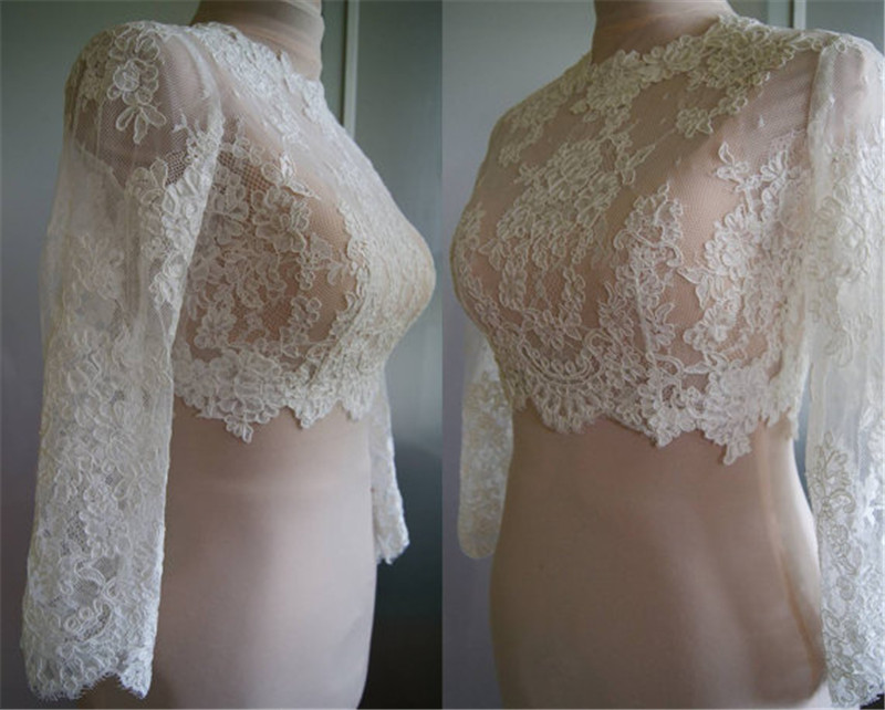 Modern Luxury: Personalized Beaded Lace Bolero with Transparent Accents - Perfect Companion for a Sophisticated Wedding Look