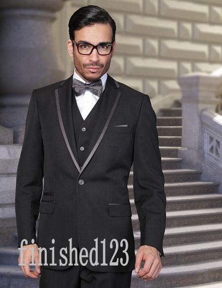 New Arrivals One Button Black Groom Tuxedos Notch Lapel Groomsmen Best Man Wedding Prom Dinner Suits (Jacket+Pants+Vest+Tie) G3999
