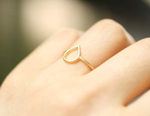 10PCS Simple Tiny Waterdrop Ring Open Teardrop Ring Cute Outline Raindrop Rings Water Tear Rain Drop for Women