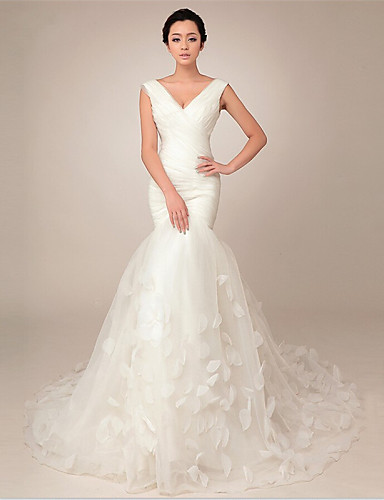 2016 Best Sale Fashion Custom Made Trumpet/Mermaid Flowers Lace Up V-neck Court Train Tulle Wedding Dresses 001, Ivory
2016 Best Sale Fashion Custom Made Trumpet/Mermaid Flowers Lace Up V-neck Court Train Tulle Wedding Dresses 001, Ivory