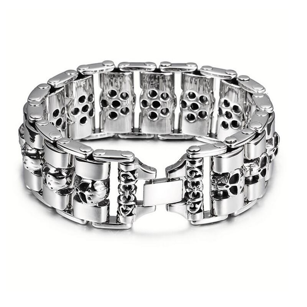24MM Wide Heavy Mens Bracelets Punk Skull Bracelet Men Biker Motorcycle Jewelry Stainless Steel Wrap Skeleton Bracelet Bangles
24MM Wide Heavy Mens Bracelets Punk Skull Bracelet Men Biker Motorcycle Jewelry Stainless Steel Wrap Skeleton Bracelet Bangles