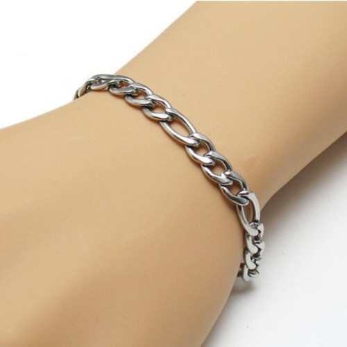 New 22''+8.5'' 316L Stainless Steel Jewlery Set 7mm wide Figaro NK Chain Link necklace & bracelet for Fashion Men Women Gifts Silv