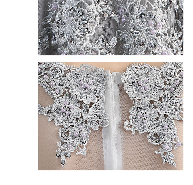 Gorgeous Light Gray Mother of the Bride Dresses Illusion Sheer with Applique Major Beading Zipper Back Evening Party Dresses