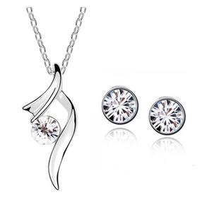 Hot Sale Fashion Silver Plated Crystal Pendants Necklace/Earrings Wedding Accessories Jewelry Sets For Women G450