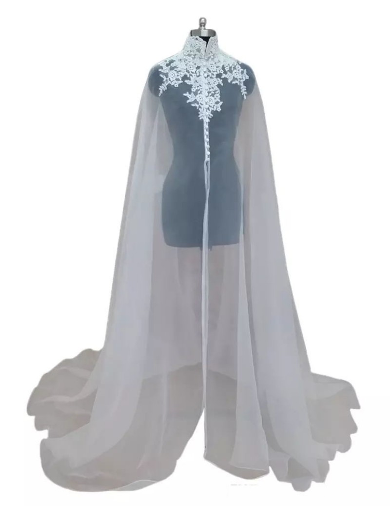 Lace Appliqued High Neck Wedding Wrap With Sleeveless Elegant Long Sheer Bridal Accessories Shawl Custom Made Fast Shipping, White
Lace Appliqued High Neck Wedding Wrap With Sleeveless Elegant Long Sheer Bridal Accessories Shawl Custom Made Fast Shipping, White