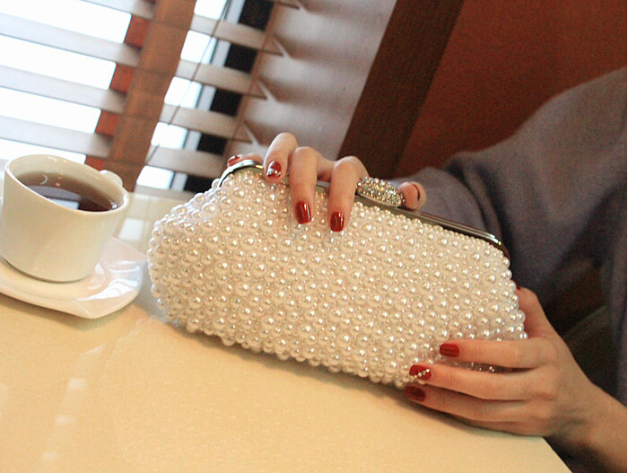 Hot Style Fashion Beaded Women's Handbag Full Pearl Bridal Satin Party Clutch Woman Bags For Evening Wedding