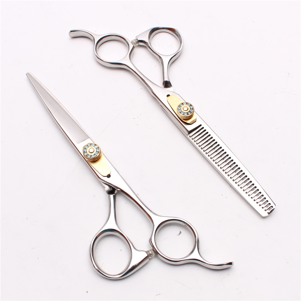 6" JP 440C Customized Logo Cutting Thinning Scissors or set reguler Professional Human Hair Scissors Salon Style Tools Excellent NEW C1026