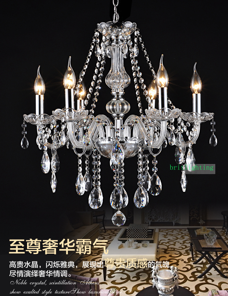 luxury crystal chandelier bedroom modern lamps 6 lights for living room gold interior lighting LED ceiling chandeliers hanging