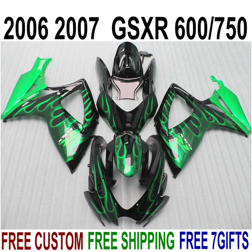 Freeship plastic fairing kit for SUZUKI GSXR 600 GSXR 750 06 07 K6 green flames black fairings set GSX-R600/750 2006 2007 V78F, Same as picture
Freeship plastic fairing kit for SUZUKI GSXR 600 GSXR 750 06 07 K6 green flames black fairings set GSX-R600/750 2006 2007 V78F, Same as picture