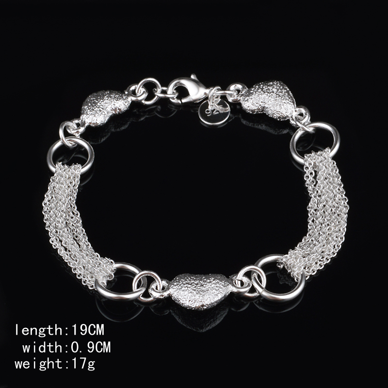 Free Shipping with tracking number Top Sale 925 Silver Bracelet Multi-line thin chain Heart Bracelet Silver Jewelry 10Pcs/lot cheap 1598