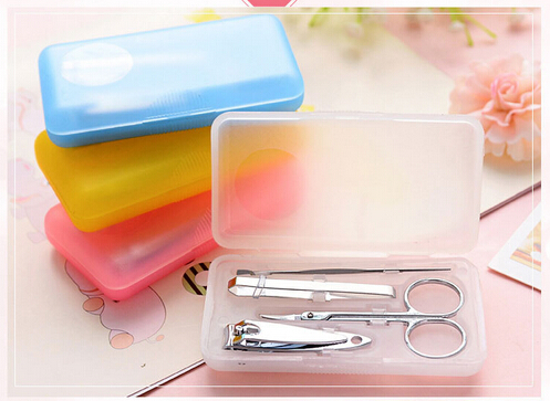 200sets/lot Portable 4-in-1 Carbon Steel Nail Manicure Set Personal Beauty Set Mini Nail Tool Kit Free shipping