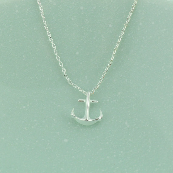 30PCS- N049 Gold Silver Tiny Boat Anchor Necklace Sideways Mens Navy Nautical Anchor Necklaces Boat Hooks Necklace for Women