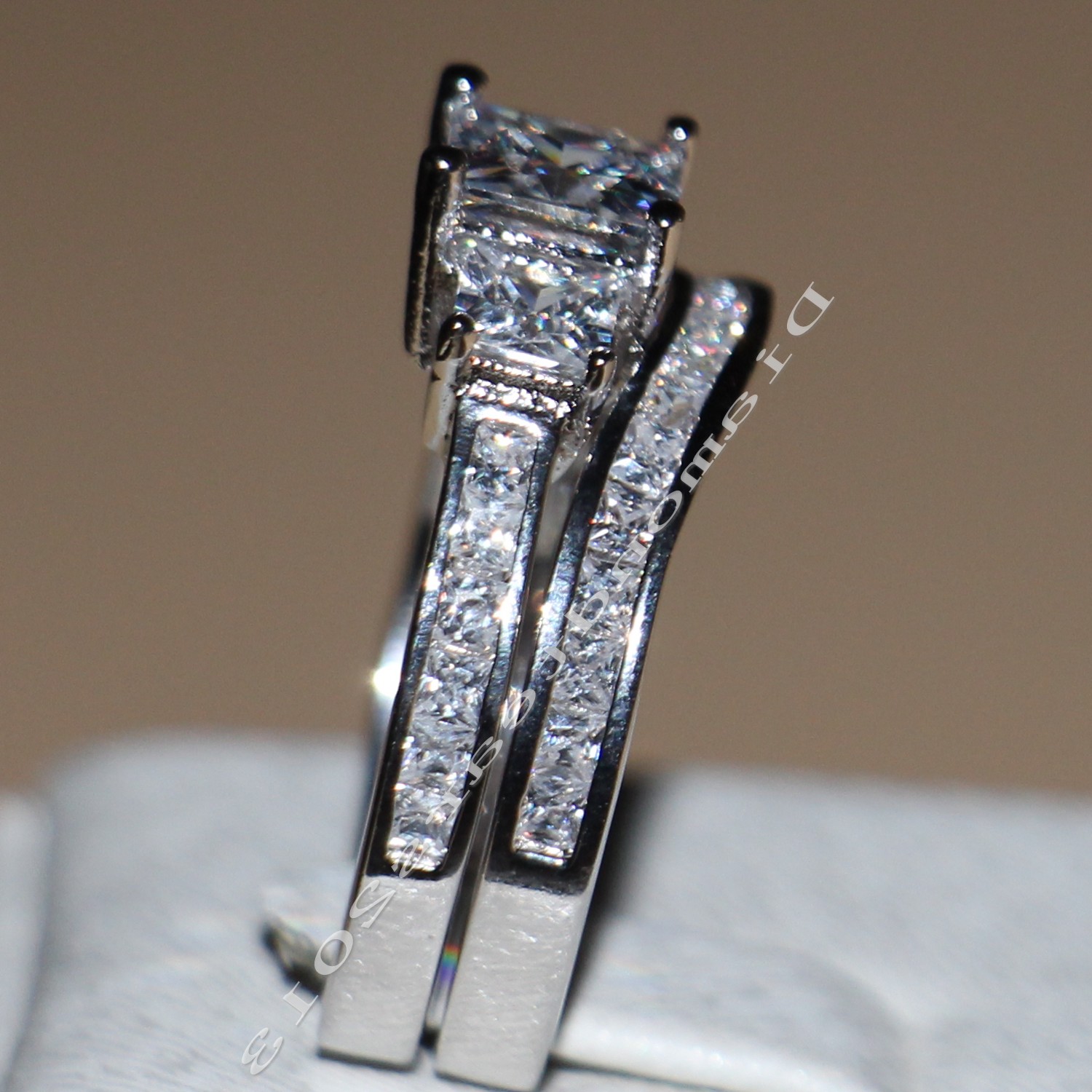 Victoria Wieck Luxury Jewelry 10kt white gold filled Topaz Simulated Diamond Wedding princess Bridal Rings for Women Size 5/6/7/8/9/10