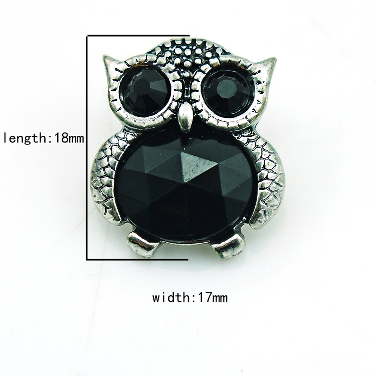 High Quantity 3 Color Snap Button Crystal Owl 18mm Metal Clasp Button DIY Interchangeable Jewelry Accessories