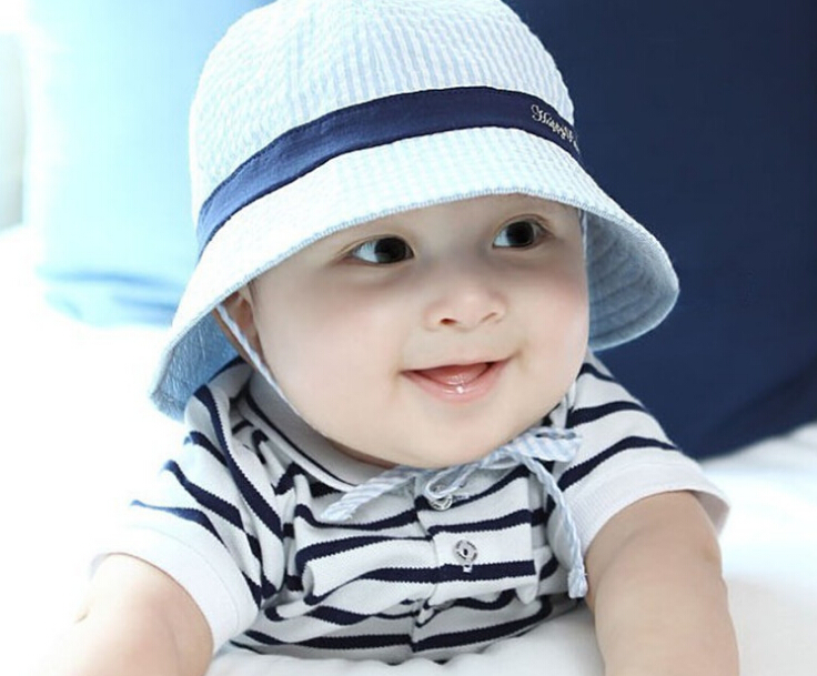 Toddler Infant Sun Cap Summer Outdoor Baby boy Girl Hats Sun Beach Bucket Hat Striped cotton baby basin cap 3 colors