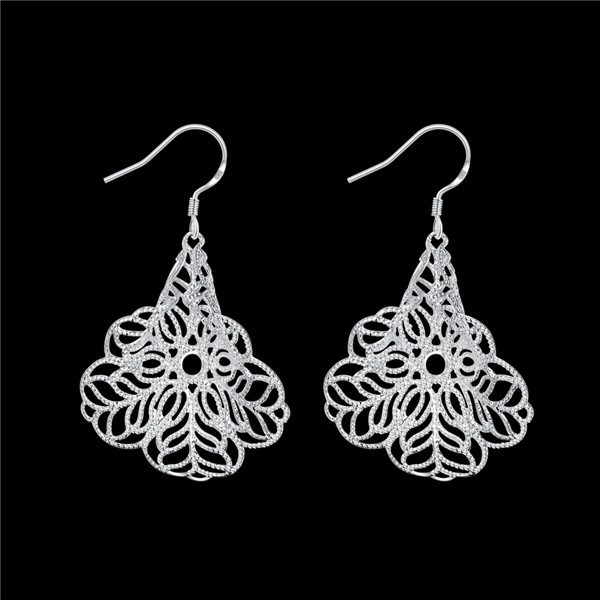 Brand new sterling silver Flower-shaped hollow earrings DFMSE634women's 925 silver Dangle Chandelier earrings 10 pair a lot factory direct