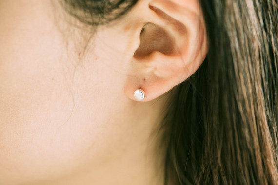 10Pair- S025 Gold Silver Tiny Round Stud Earring Cute Polishing Disc Stud Earrings Simple Geometric Flat Circle Stud Earrings