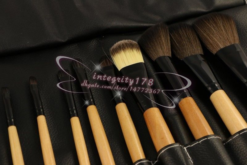 Black/Brown handle 18Pcs Professional Makeup Brushes set Cosmetic Brush Set Kit Tool + Roll Up Case DHL